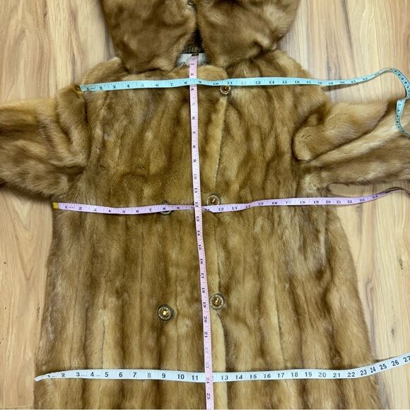 Vintage Natural Autumn Haze Oversized Collar Letout Mink Genuine Fur Coat - Picture 15 of 17